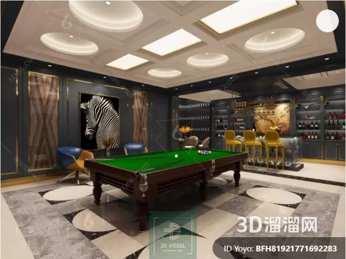 MODERN BILLARD - SKETCHUP 3D SCENE - VRAY OR ENSCAPE - ID02343