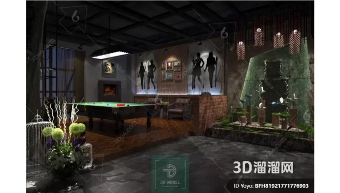 MODERN BILLARD - SKETCHUP 3D SCENE - VRAY OR ENSCAPE - ID02344