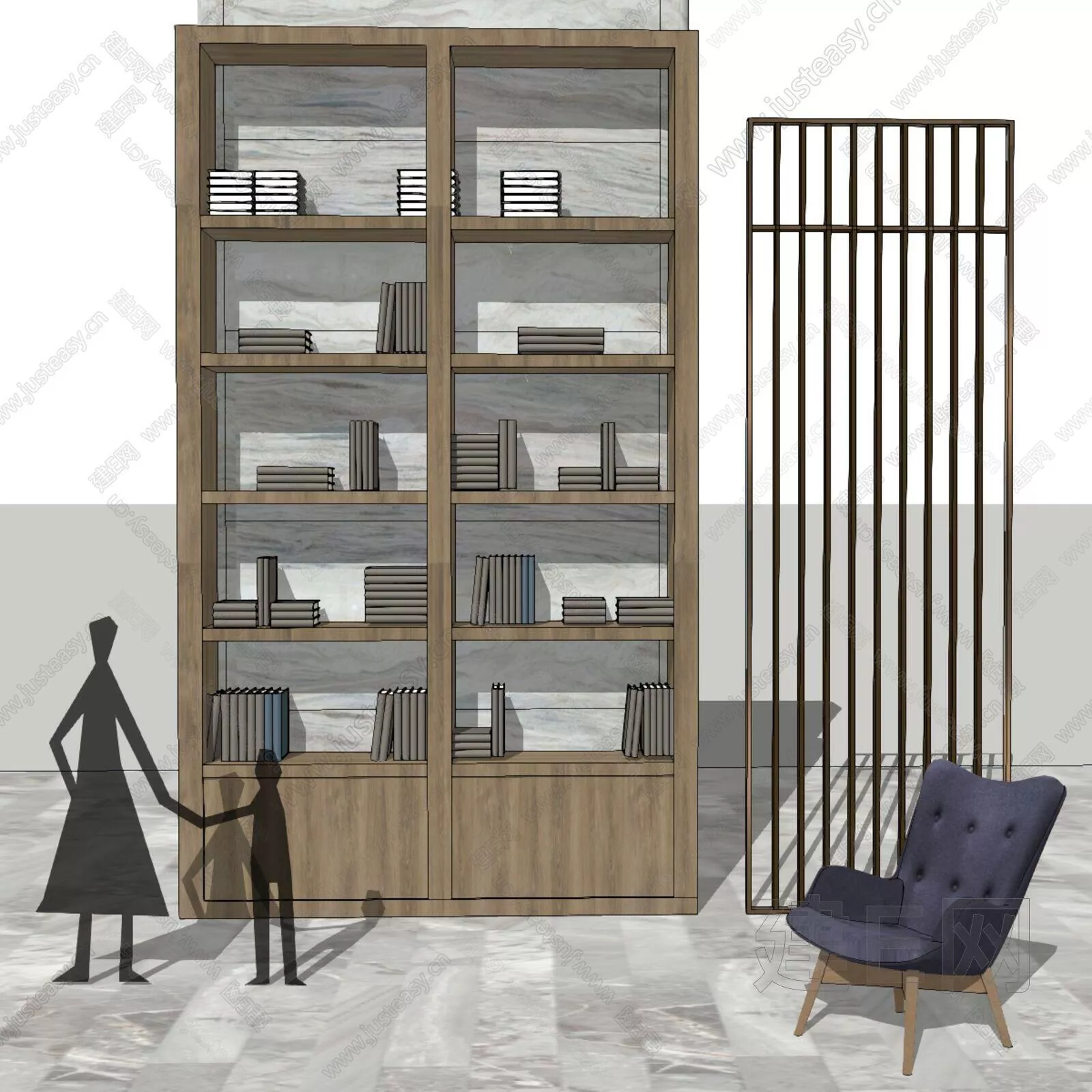 MODERN BOOKCASE - SKETCHUP 3D MODEL - ENSCAPE - 111755550