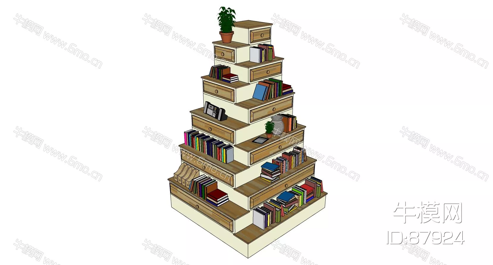 MODERN BOOKCASE - SKETCHUP 3D MODEL - ENSCAPE - 87924