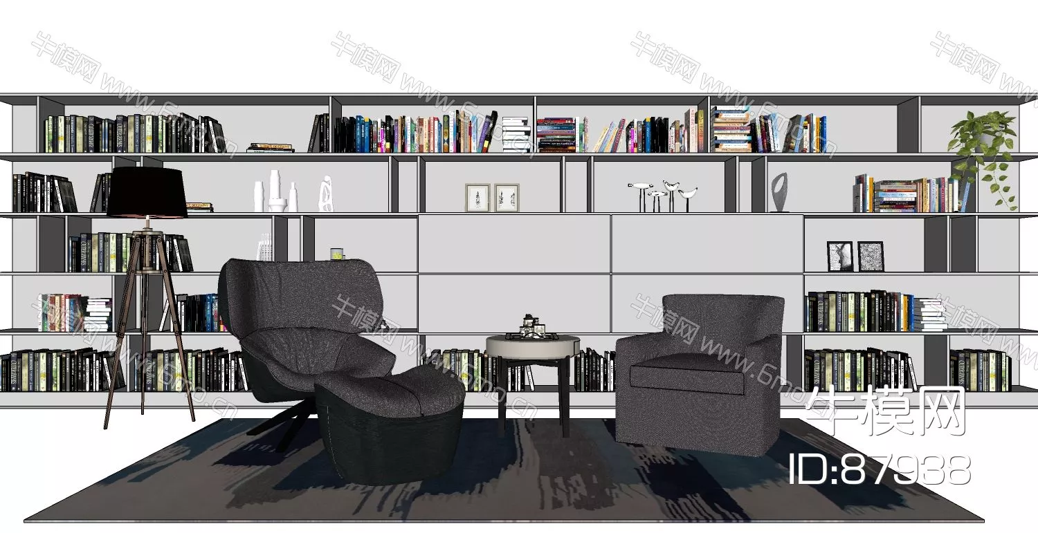 MODERN BOOKCASE - SKETCHUP 3D MODEL - ENSCAPE - 87938