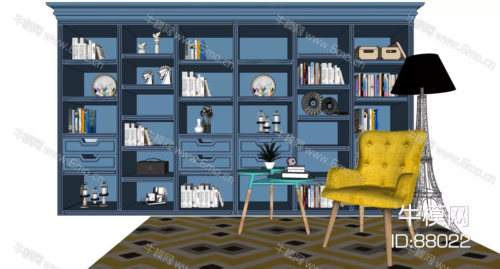 MODERN BOOKCASE - SKETCHUP 3D MODEL - ENSCAPE - 88022