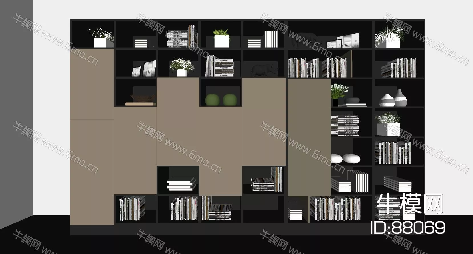 MODERN BOOKCASE - SKETCHUP 3D MODEL - ENSCAPE - 88069