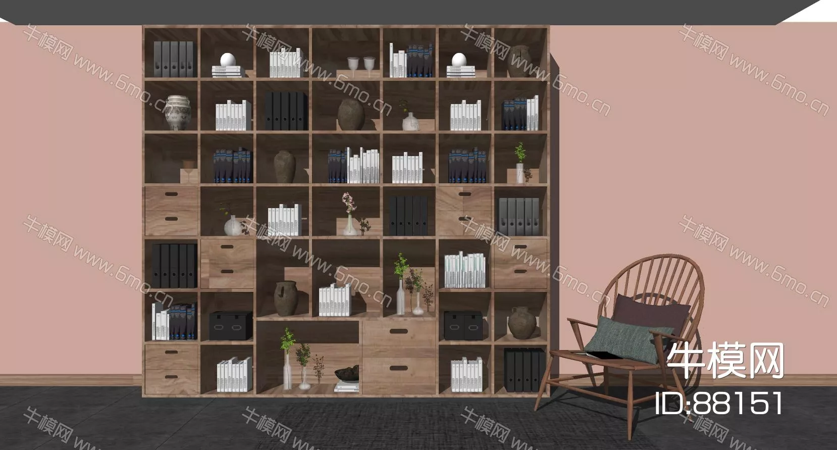 MODERN BOOKCASE - SKETCHUP 3D MODEL - ENSCAPE - 88151