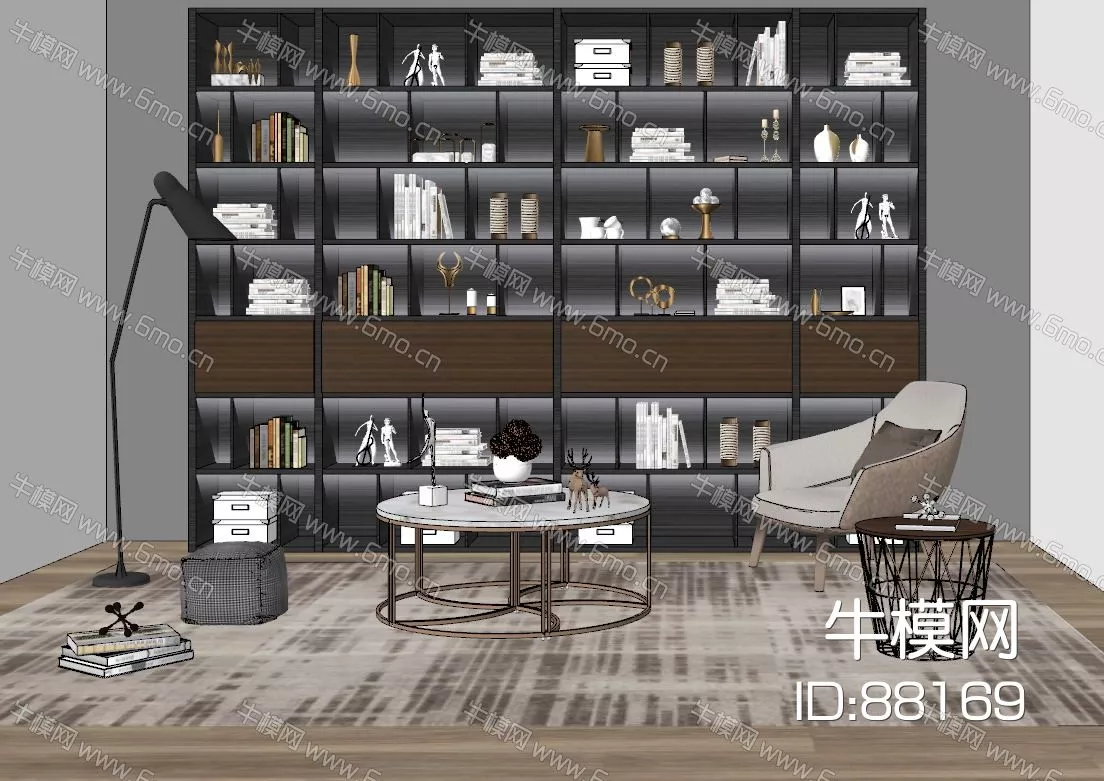 MODERN BOOKCASE - SKETCHUP 3D MODEL - ENSCAPE - 88169