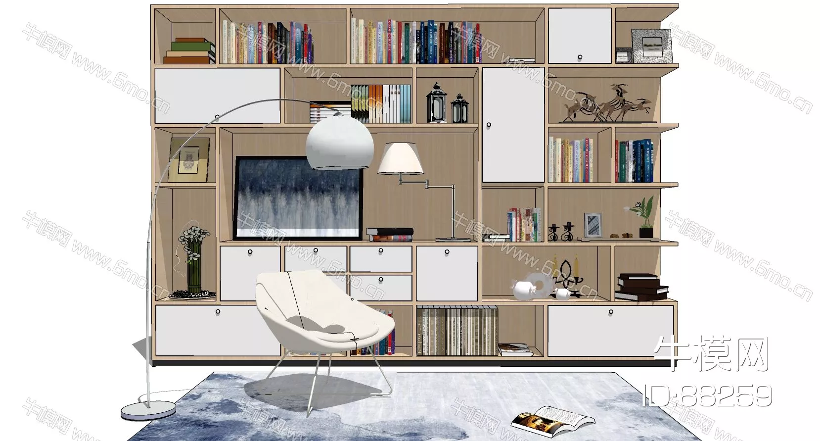 MODERN BOOKCASE - SKETCHUP 3D MODEL - ENSCAPE - 88259