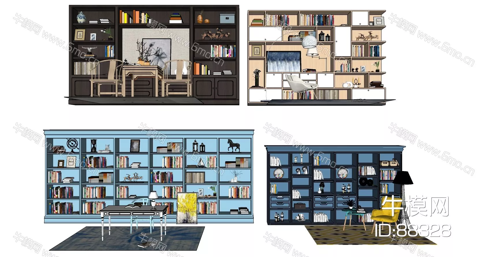 MODERN BOOKCASE - SKETCHUP 3D MODEL - ENSCAPE - 88328