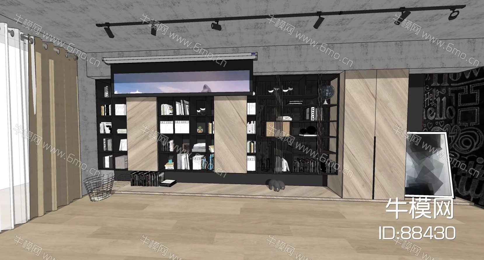 MODERN BOOKCASE - SKETCHUP 3D MODEL - ENSCAPE - 88430