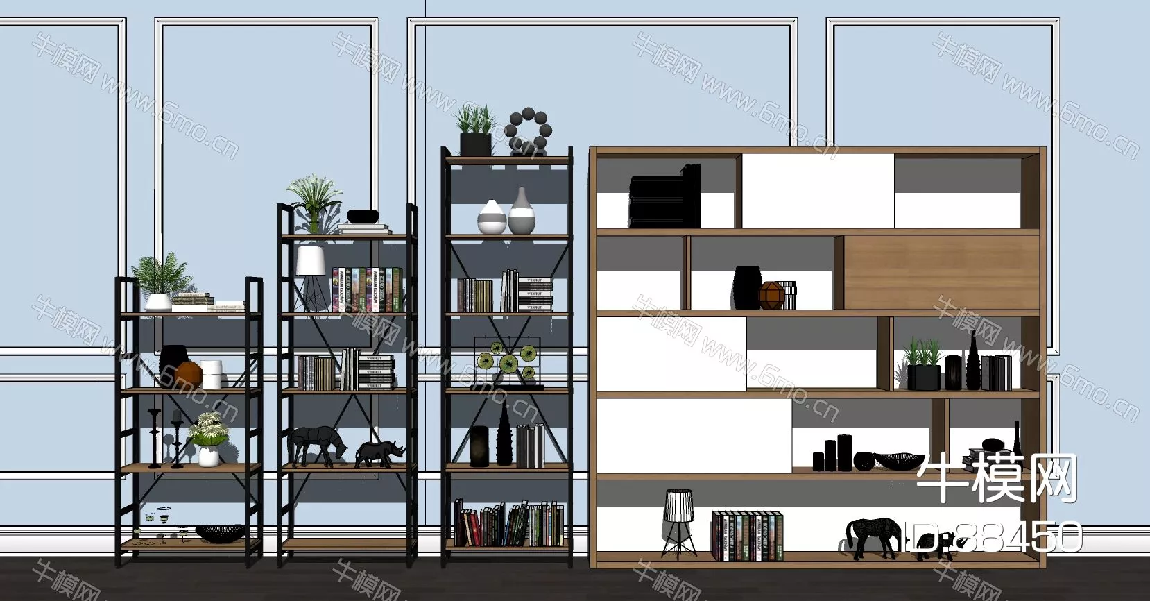 MODERN BOOKCASE - SKETCHUP 3D MODEL - ENSCAPE - 88450