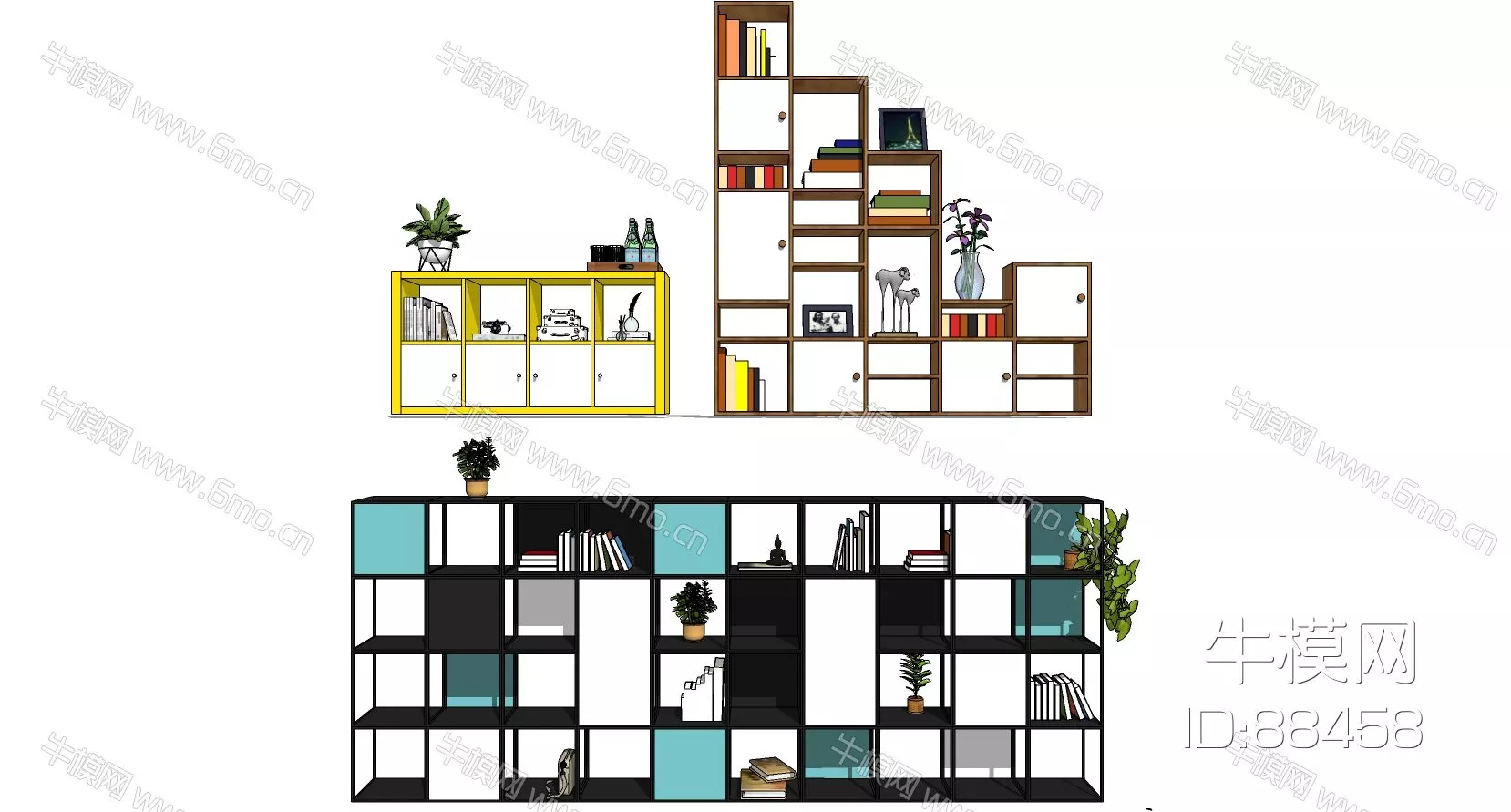 MODERN BOOKCASE - SKETCHUP 3D MODEL - ENSCAPE - 88458