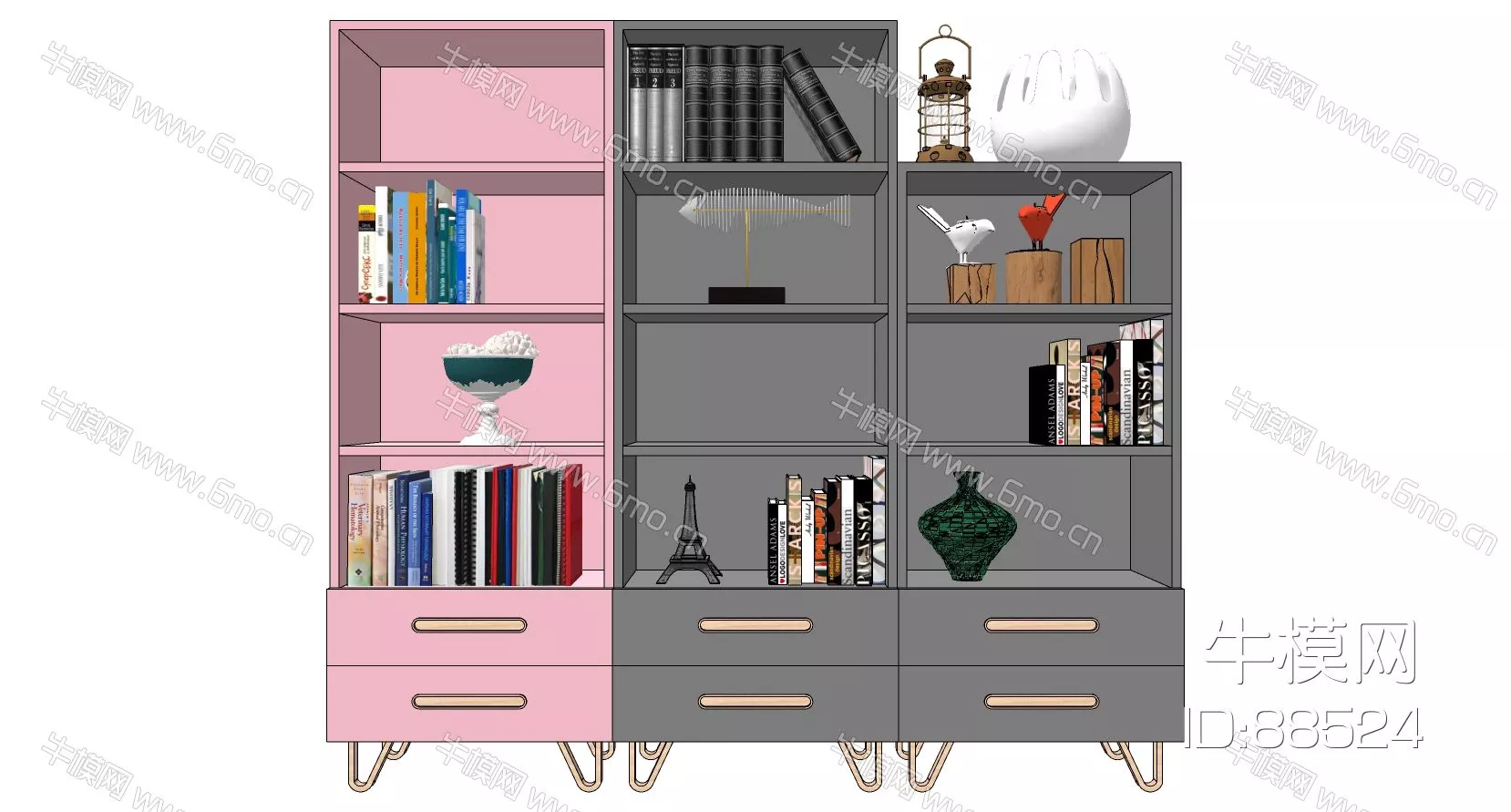 MODERN BOOKCASE - SKETCHUP 3D MODEL - ENSCAPE - 88524