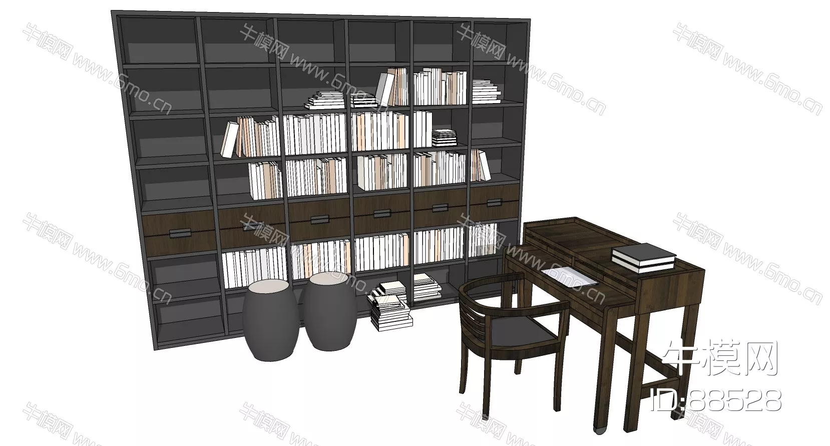 MODERN BOOKCASE - SKETCHUP 3D MODEL - ENSCAPE - 88528