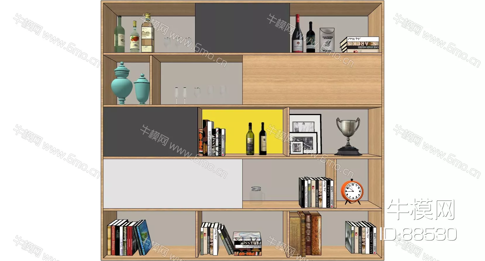 MODERN BOOKCASE - SKETCHUP 3D MODEL - ENSCAPE - 88530