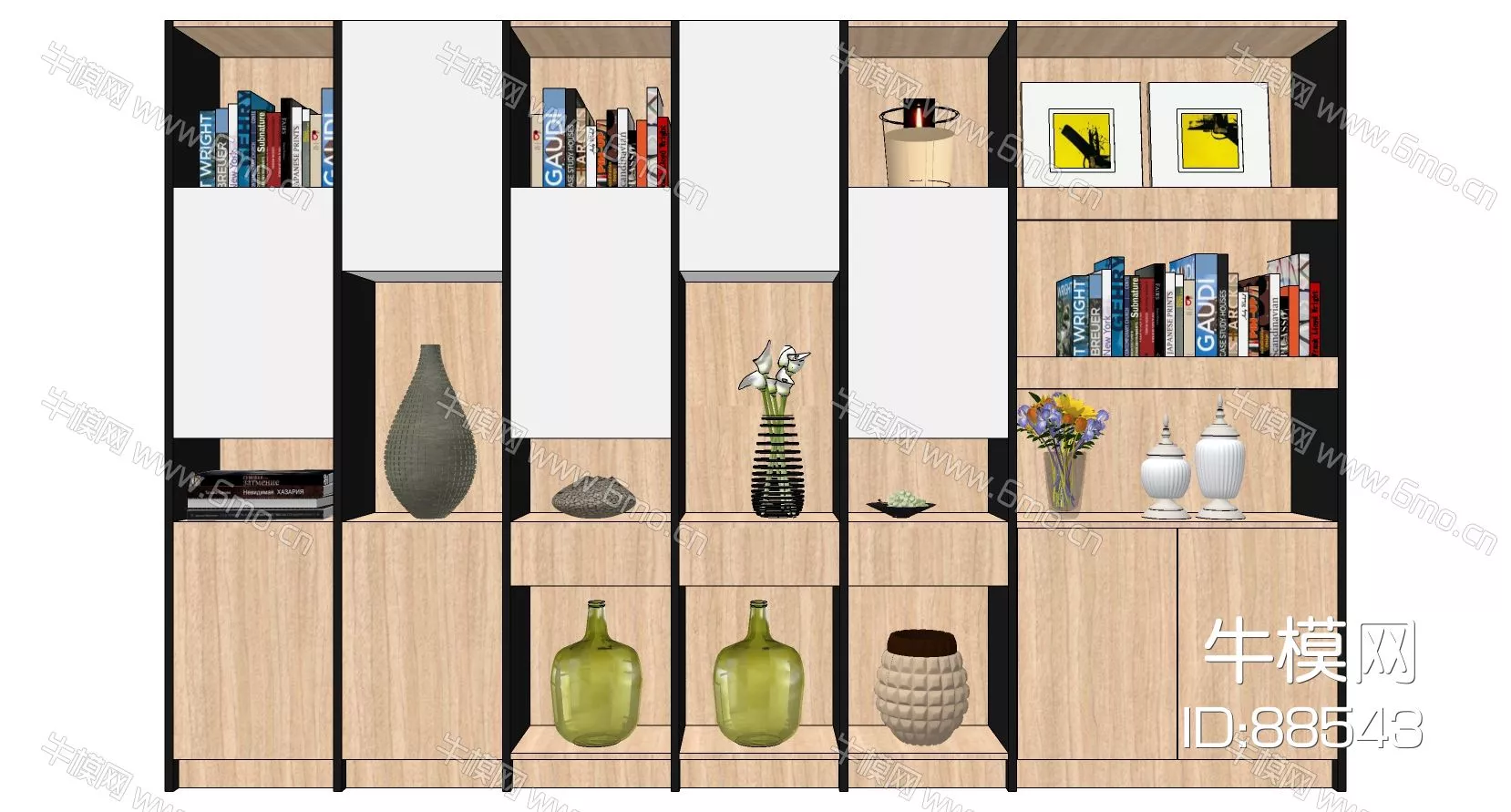 MODERN BOOKCASE - SKETCHUP 3D MODEL - ENSCAPE - 88543