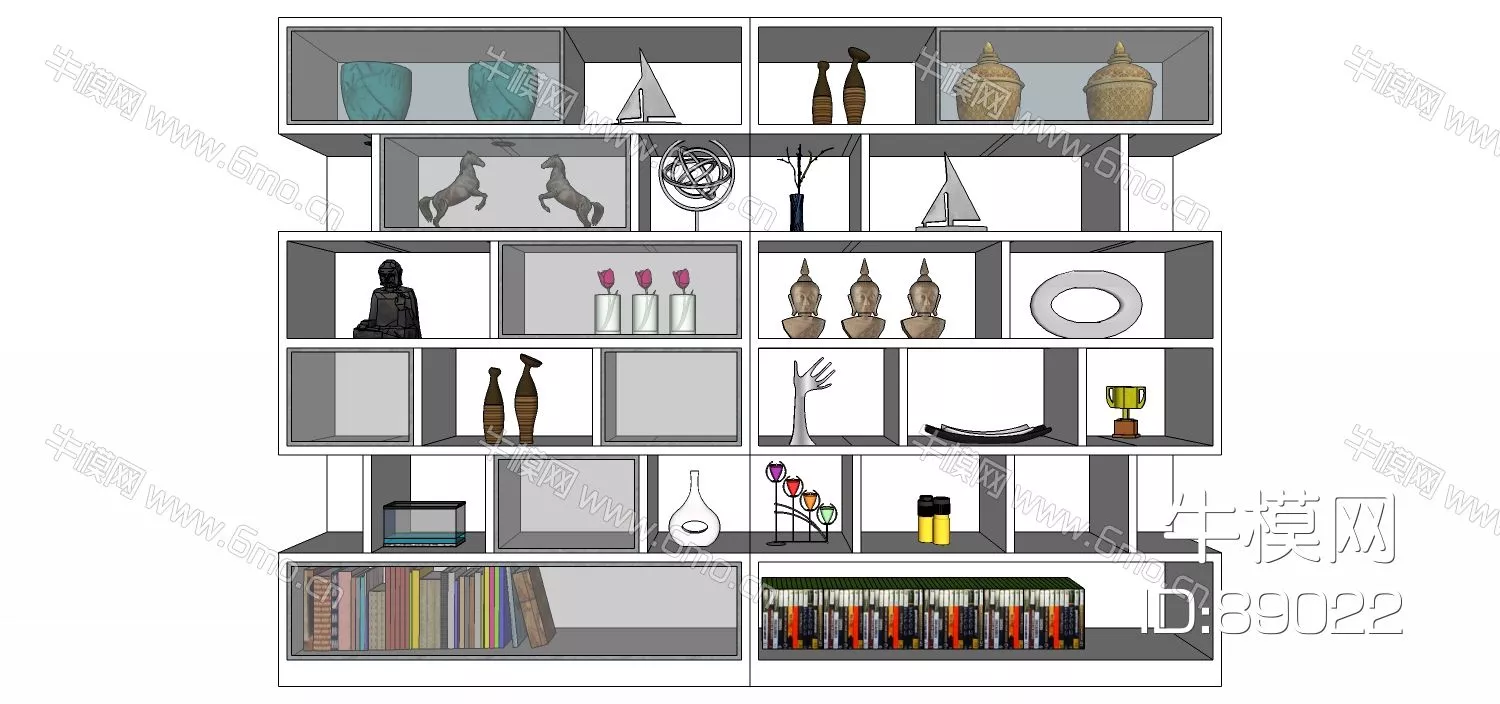 MODERN BOOKCASE - SKETCHUP 3D MODEL - ENSCAPE - 89022