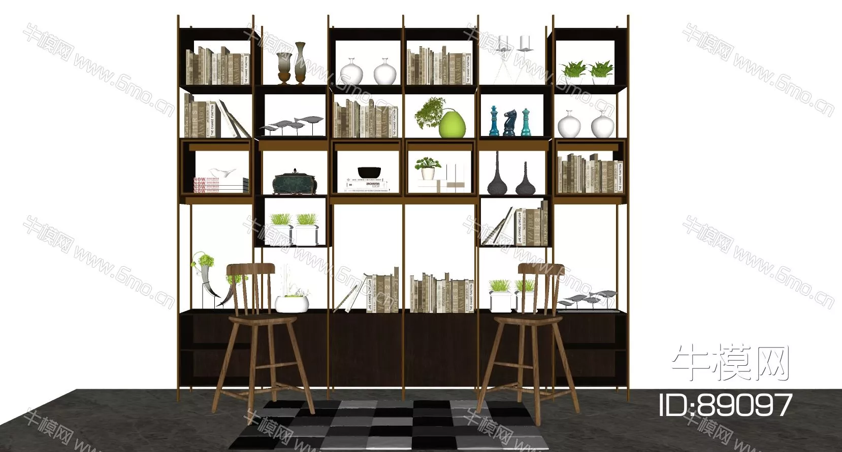 MODERN BOOKCASE - SKETCHUP 3D MODEL - ENSCAPE - 89097