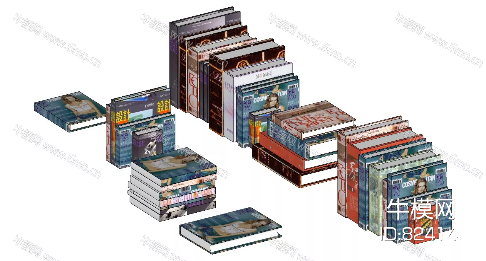 MODERN BOOKS - SKETCHUP 3D MODEL - ENSCAPE - 82414