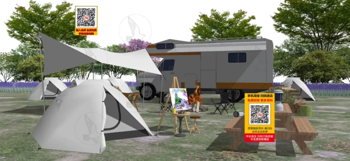 MODERN CAMPS - SKETCHUP 3D MODEL - LUMION - ID02553