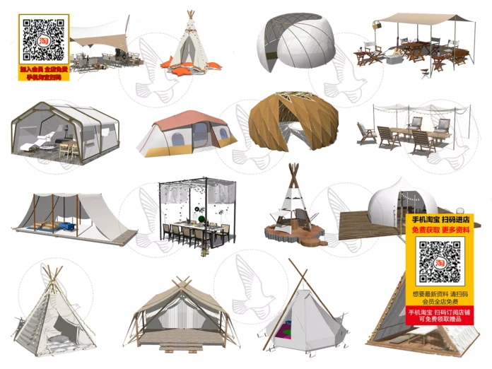 MODERN CAMPS - SKETCHUP 3D MODEL - VRAY OR ENSCAPE - ID02567