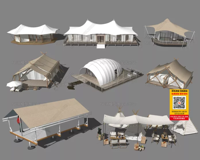 MODERN CAMPS - SKETCHUP 3D MODEL - VRAY OR ENSCAPE - ID02581