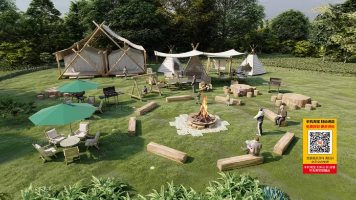 MODERN CAMPS - SKETCHUP 3D MODEL - VRAY OR ENSCAPE - ID02582