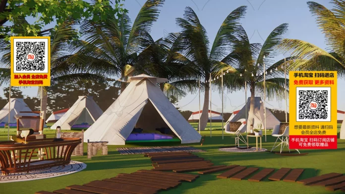 MODERN CAMPS - SKETCHUP 3D MODEL - VRAY OR ENSCAPE - ID02591