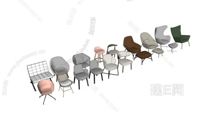 MODERN CHAIRS - SKETCHUP 3D MODEL - ENSCAPE - ID03777