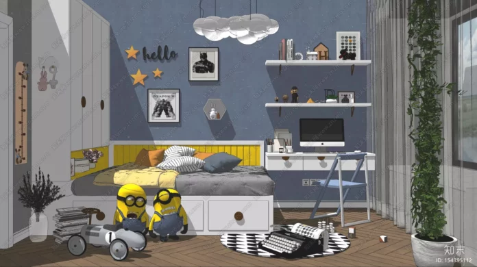 MODERN CHILDREN ROOM - SKETCHUP 3D SCENE - VRAY OR ENSCAPE - ID04104