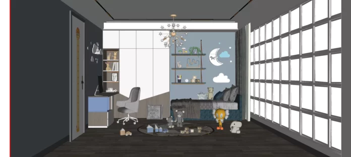 MODERN CHILDREN ROOM - SKETCHUP 3D SCENE - VRAY OR ENSCAPE - ID04107