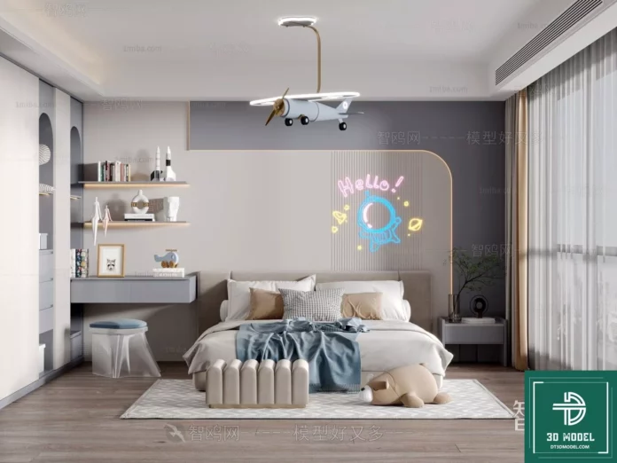 MODERN CHILDREN ROOM - SKETCHUP 3D SCENE - VRAY OR ENSCAPE - ID04296