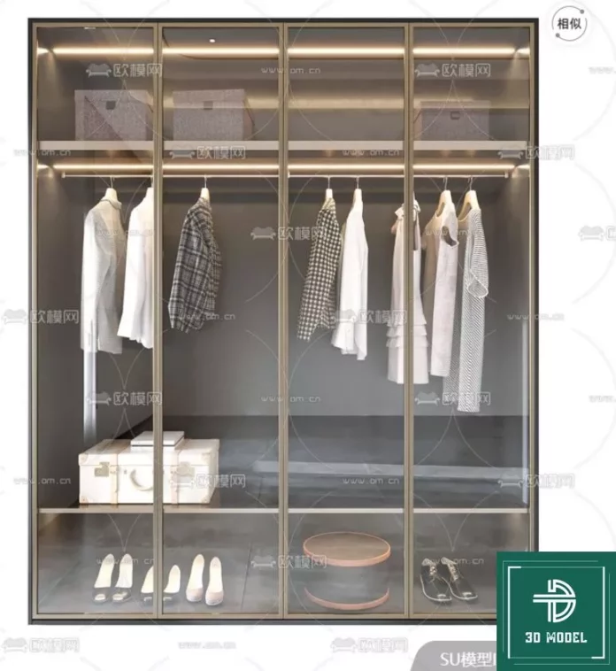 MODERN CLOTH CABINET - SKETCHUP 3D MODEL - VRAY OR ENSCAPE - ID04575