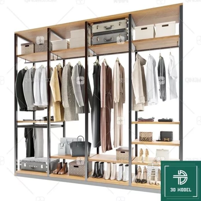 MODERN CLOTH CABINET - SKETCHUP 3D MODEL - VRAY OR ENSCAPE - ID04587