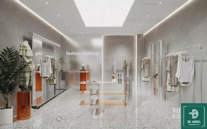 MODERN CLOTH SHOP - SKETCHUP 3D SCENE - VRAY OR ENSCAPE - ID04670