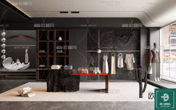 MODERN CLOTH SHOP - SKETCHUP 3D SCENE - VRAY OR ENSCAPE - ID04698