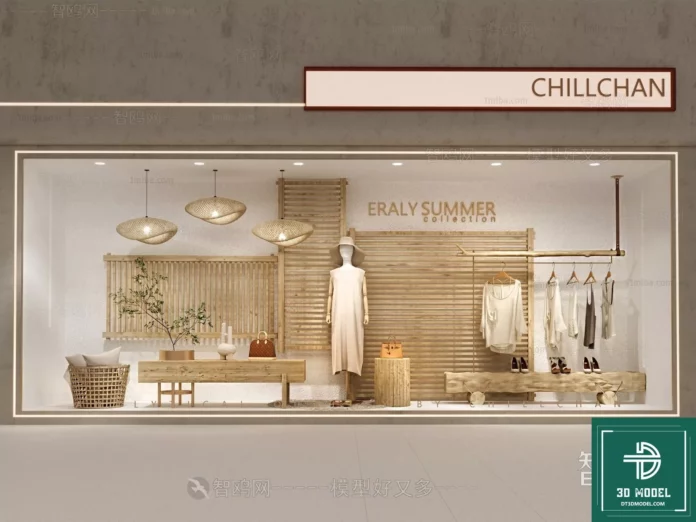 MODERN CLOTH SHOP - SKETCHUP 3D SCENE - VRAY OR ENSCAPE - ID04756