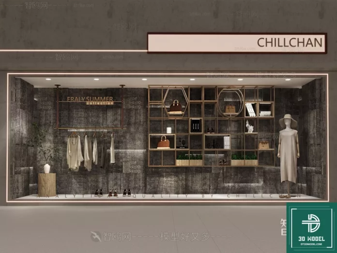 MODERN CLOTH SHOP - SKETCHUP 3D SCENE - VRAY OR ENSCAPE - ID04757