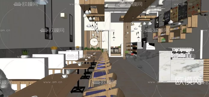 MODERN COFFEE SHOP - SKETCHUP 3D SCENE - VRAY OR ENSCAPE - ID04955