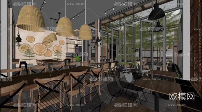 MODERN COFFEE SHOP - SKETCHUP 3D SCENE - VRAY OR ENSCAPE - ID04959