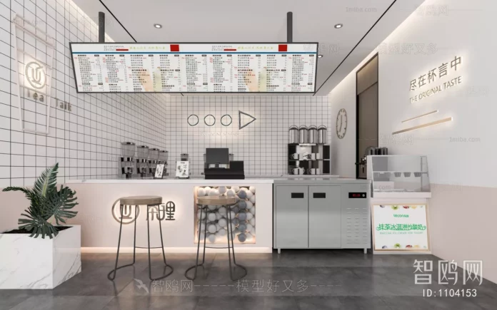 MODERN COFFEE SHOP - SKETCHUP 3D SCENE - VRAY OR ENSCAPE - ID04975