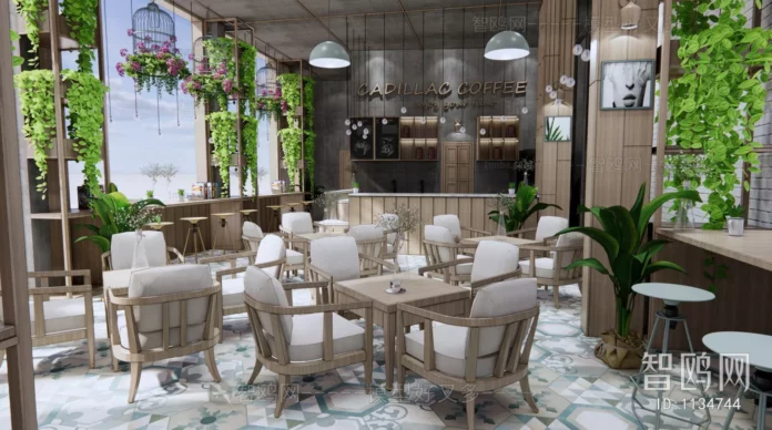 MODERN COFFEE SHOP - SKETCHUP 3D SCENE - VRAY OR ENSCAPE - ID05000