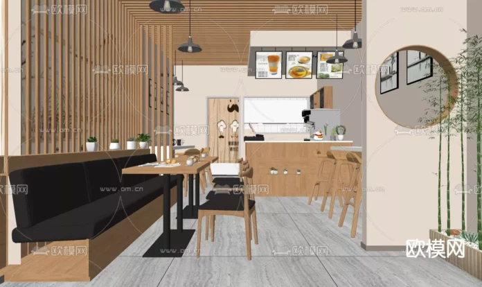 MODERN COFFEE SHOP - SKETCHUP 3D SCENE - VRAY OR ENSCAPE - ID05007