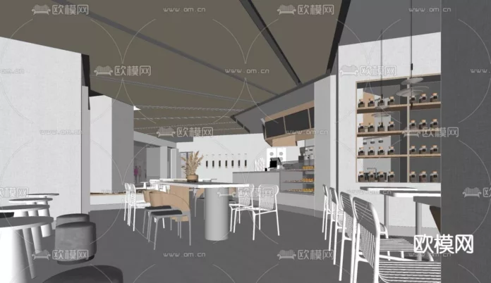 MODERN COFFEE SHOP - SKETCHUP 3D SCENE - VRAY OR ENSCAPE - ID05008