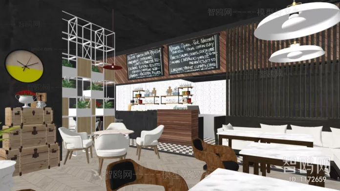 MODERN COFFEE SHOP - SKETCHUP 3D SCENE - VRAY OR ENSCAPE - ID05014