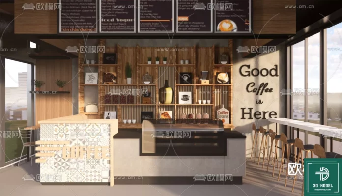 MODERN COFFEE SHOP - SKETCHUP 3D SCENE - VRAY OR ENSCAPE - ID05023
