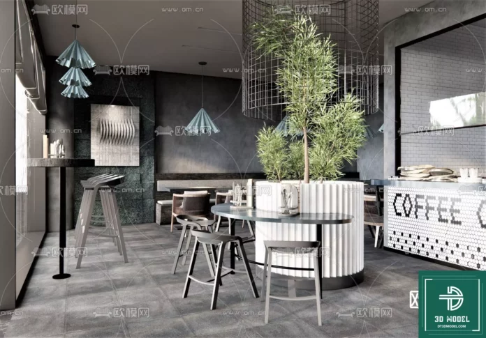 MODERN COFFEE SHOP - SKETCHUP 3D SCENE - VRAY OR ENSCAPE - ID05042