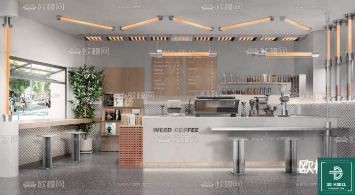 MODERN COFFEE SHOP - SKETCHUP 3D SCENE - VRAY OR ENSCAPE - ID05043