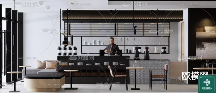 MODERN COFFEE SHOP - SKETCHUP 3D SCENE - VRAY OR ENSCAPE - ID05068