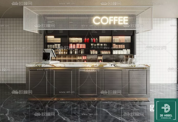 MODERN COFFEE SHOP - SKETCHUP 3D SCENE - VRAY OR ENSCAPE - ID05075
