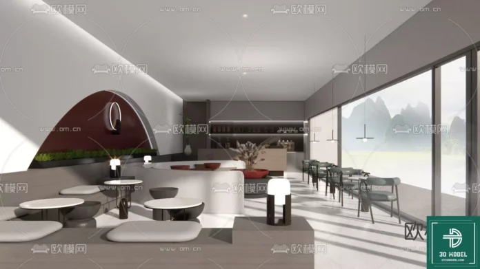 MODERN COFFEE SHOP - SKETCHUP 3D SCENE - VRAY OR ENSCAPE - ID05076