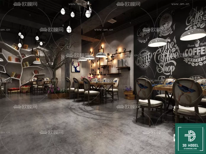 MODERN COFFEE SHOP - SKETCHUP 3D SCENE - VRAY OR ENSCAPE - ID05088